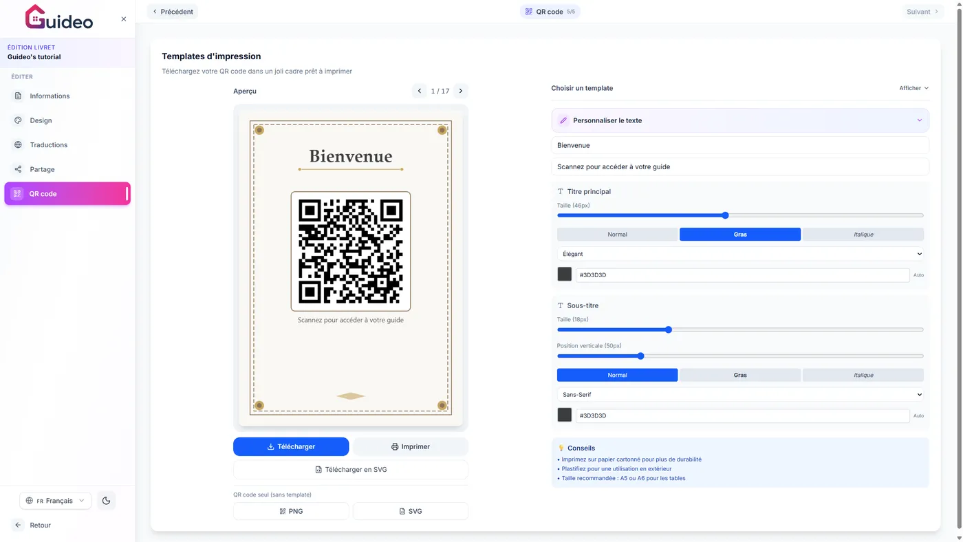 Partagez le QR code